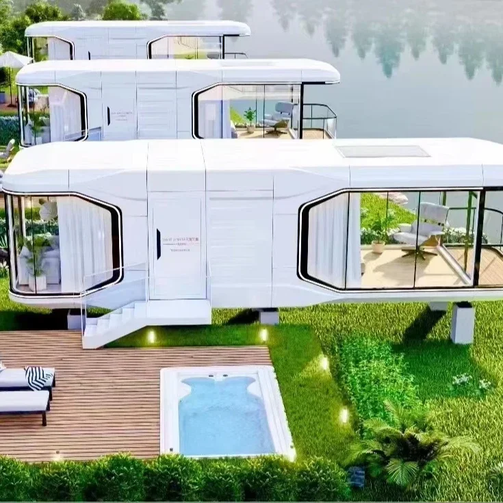 Smart Home Panoramic View Unrestricted Terrain Space Capsule Module Design for Easy Installation
