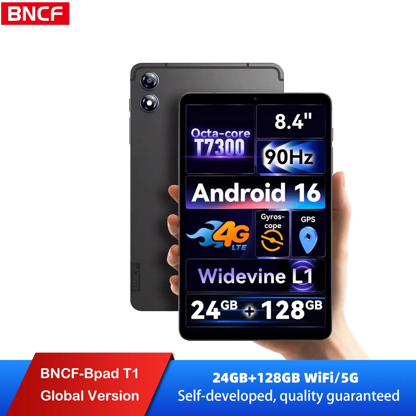 BNCF T1 Bpad Android 16 Unisoc T7300 24(8+16)GB+128GB 8.4 inch Tablet Mini 90Hz FHD IPS 5000mAh Battery 4G LTE Child Tablet Kid
