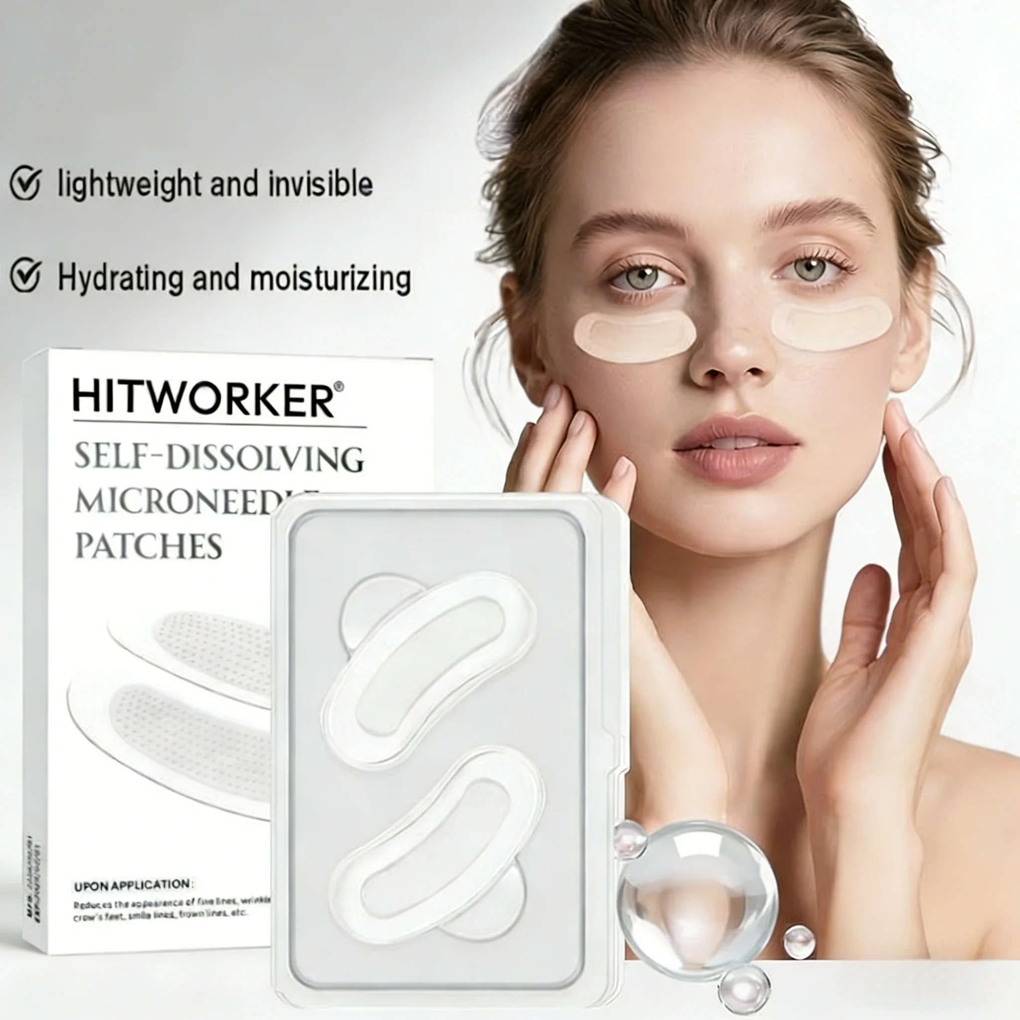 2pcs Micro-needle Patches for Face, Forehead & Under Eye, Daily Under Eye Patches for Women & Men, Moisturizing & Brightening,