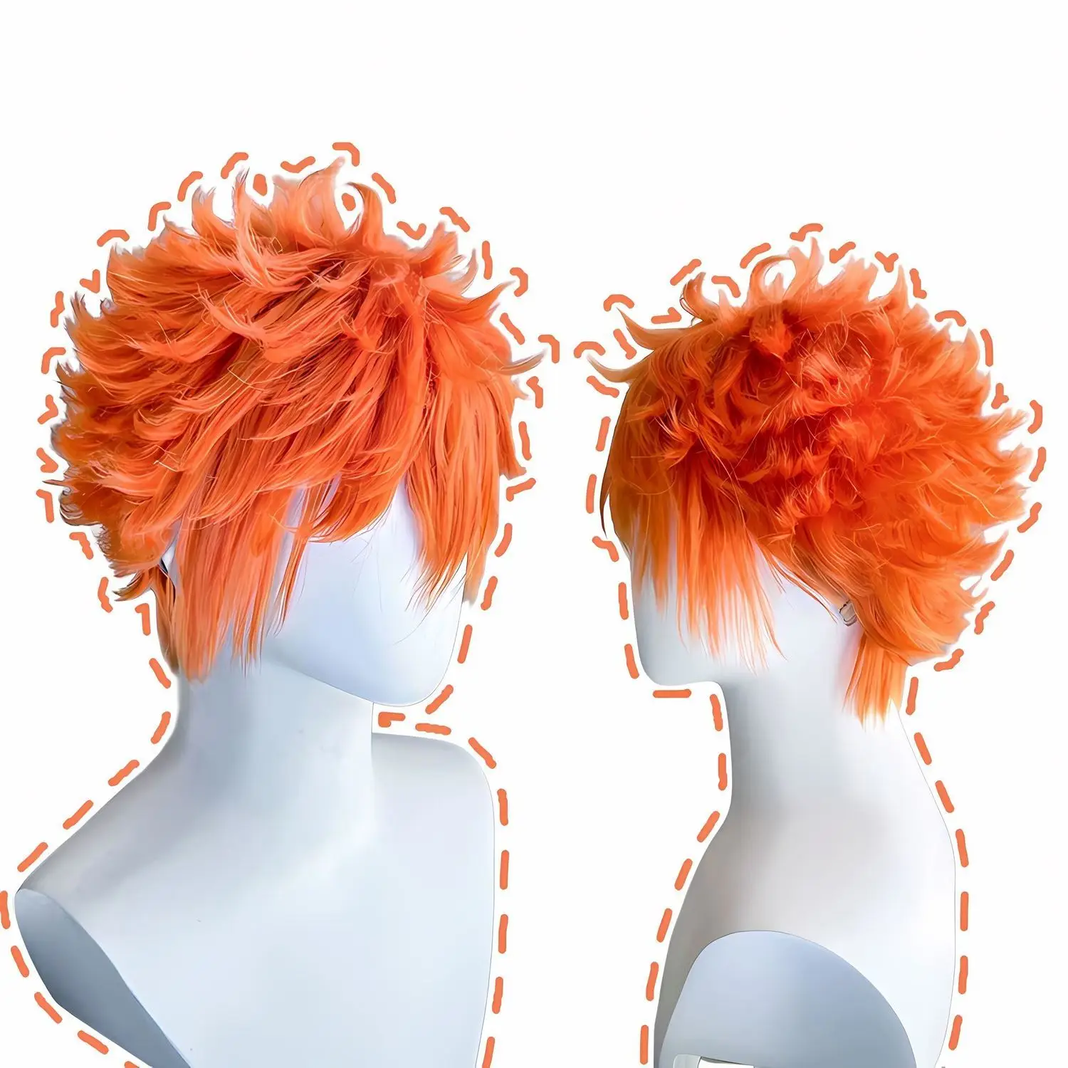 Haikyuu!! Shoyo Hinata Cosplay Perücke |   Lebhaftes, orange-rotes, stacheliges Haar, Anime, präzises Styling