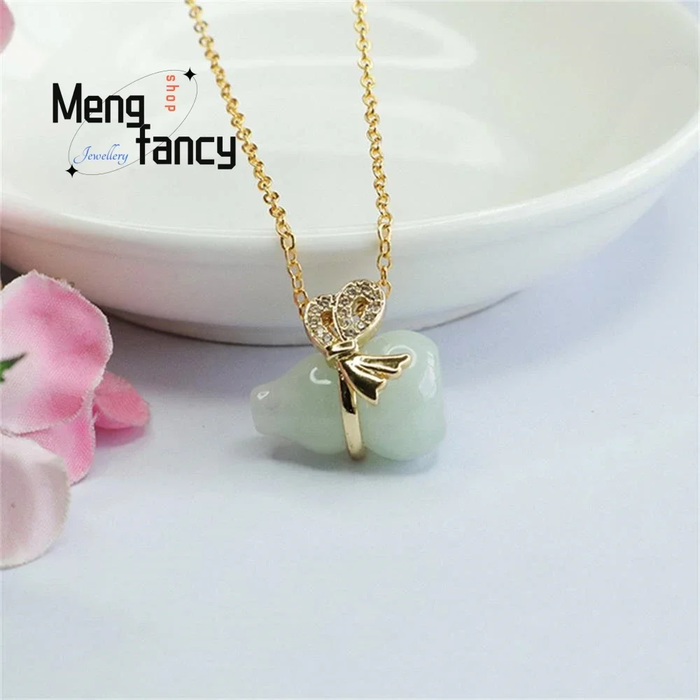 

Natural Myanmar A-goods Jadeite Jade Gourd Pendant Exquisite Elegant High-grade Luxury Quality Fashion Fine Jewelry Holiday Gift