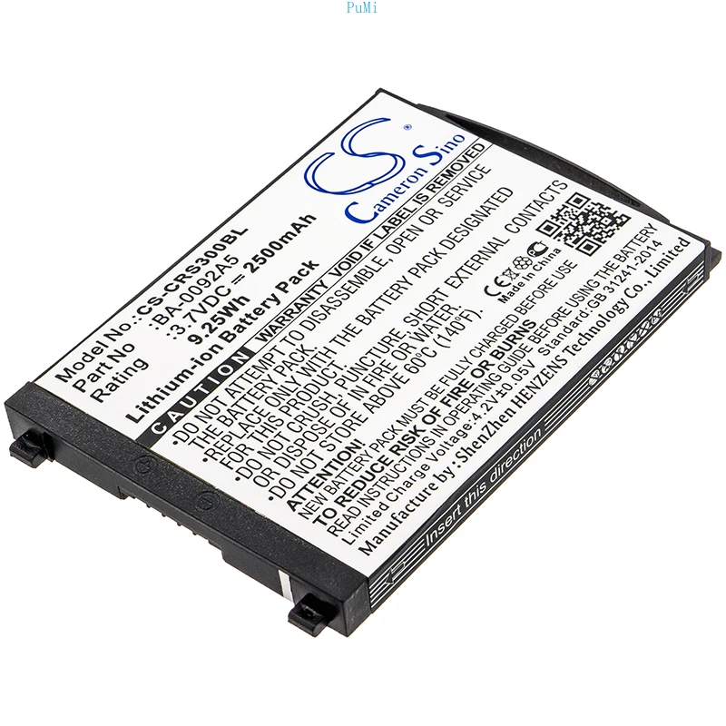 CameronSino Li-ion Barcode Scanner Battery for CipherLAB,3.7v,2500mAh,RS30,BA-0092A5 KBRS300X01503 BT-160LA BA-0093A0