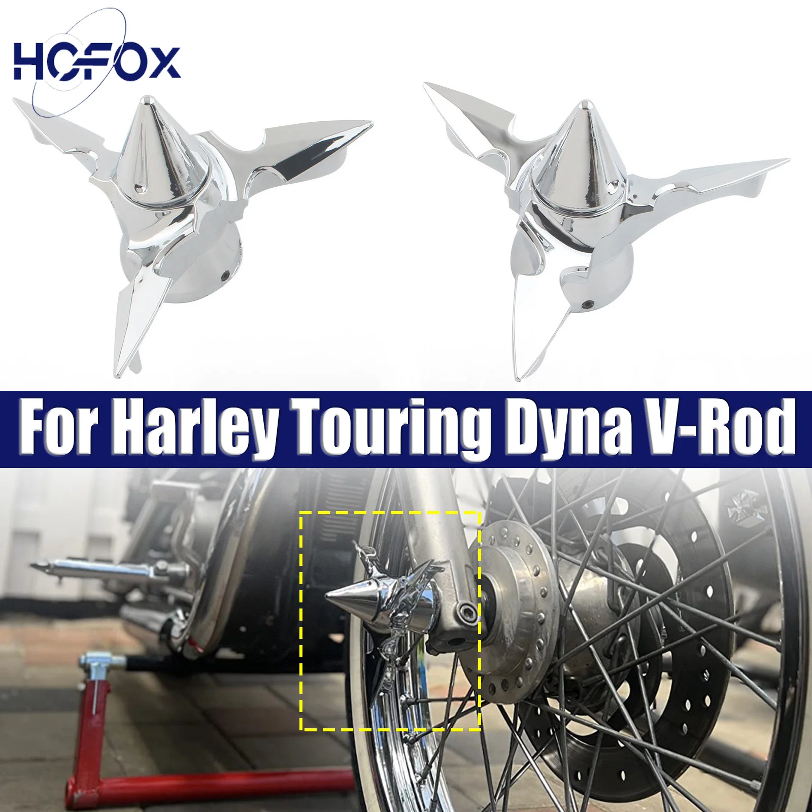 

Front Axle Nut Cover For Harley Touring Dyna V-Rod Spike Spun Blade Spinning Front Axle Cap Nut Cover