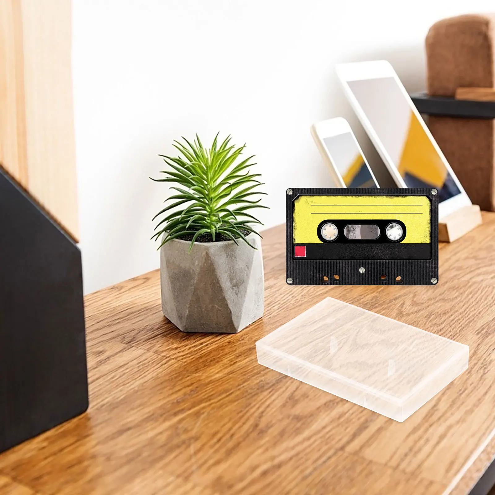 

5Pcs Audio Cassette Storage Box Transparent Organizer Case for Multiple Tapes Protection Tape Holder Organizer