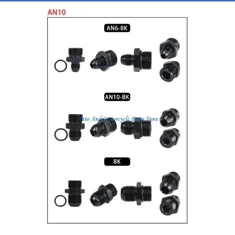 

P9FD Aluminium 6AN to 6AN ORB Male Adapter Fitting Black Oil Hose Straight Fitting Adapter