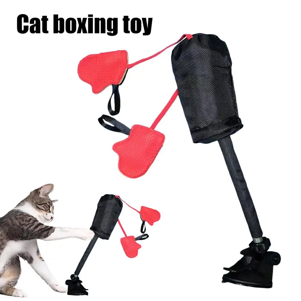 Cat Boxing Gloves Toy with Firm Suction Cup Spring Bounce Action Cat Punch Bag Toy Kitten Punching Bag Toy Cat Exercise Toys