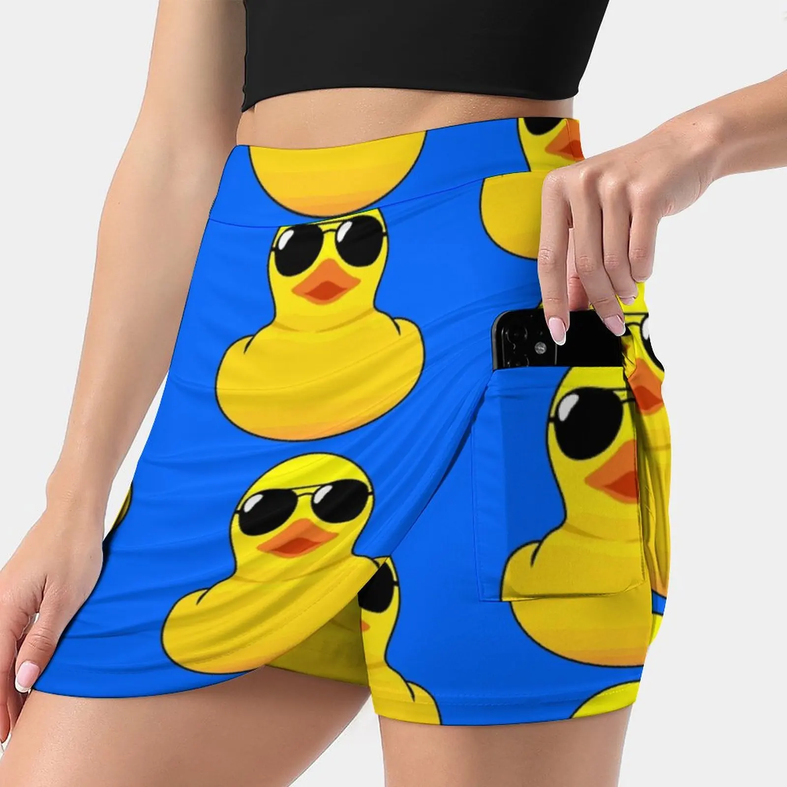 Rubber Duck Tennis Golf Skirt Sexy A-Line Harajuku Shorts Skirt With Phone Pockets Skort Facemask Nask Quack Quackers Duck