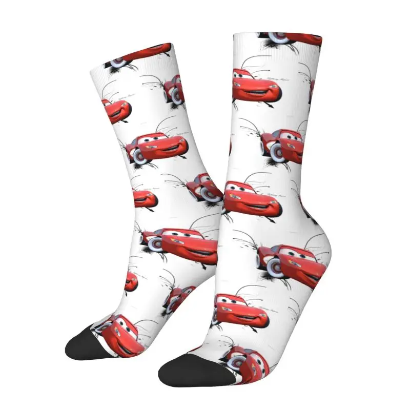 Mode druck Racer Lightning McQueen Socken für Männer Frauen Stretch Sommer Herbst Winter Cartoon Autos Crew Socken