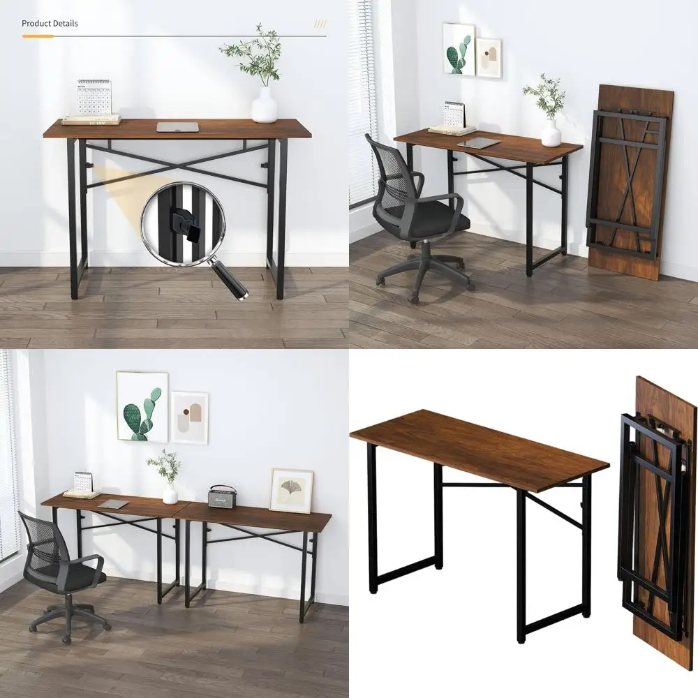 

47 Folding Mahogany Desk - Easy Setup, Ideal for Writing, Gaming, and Home Office Use