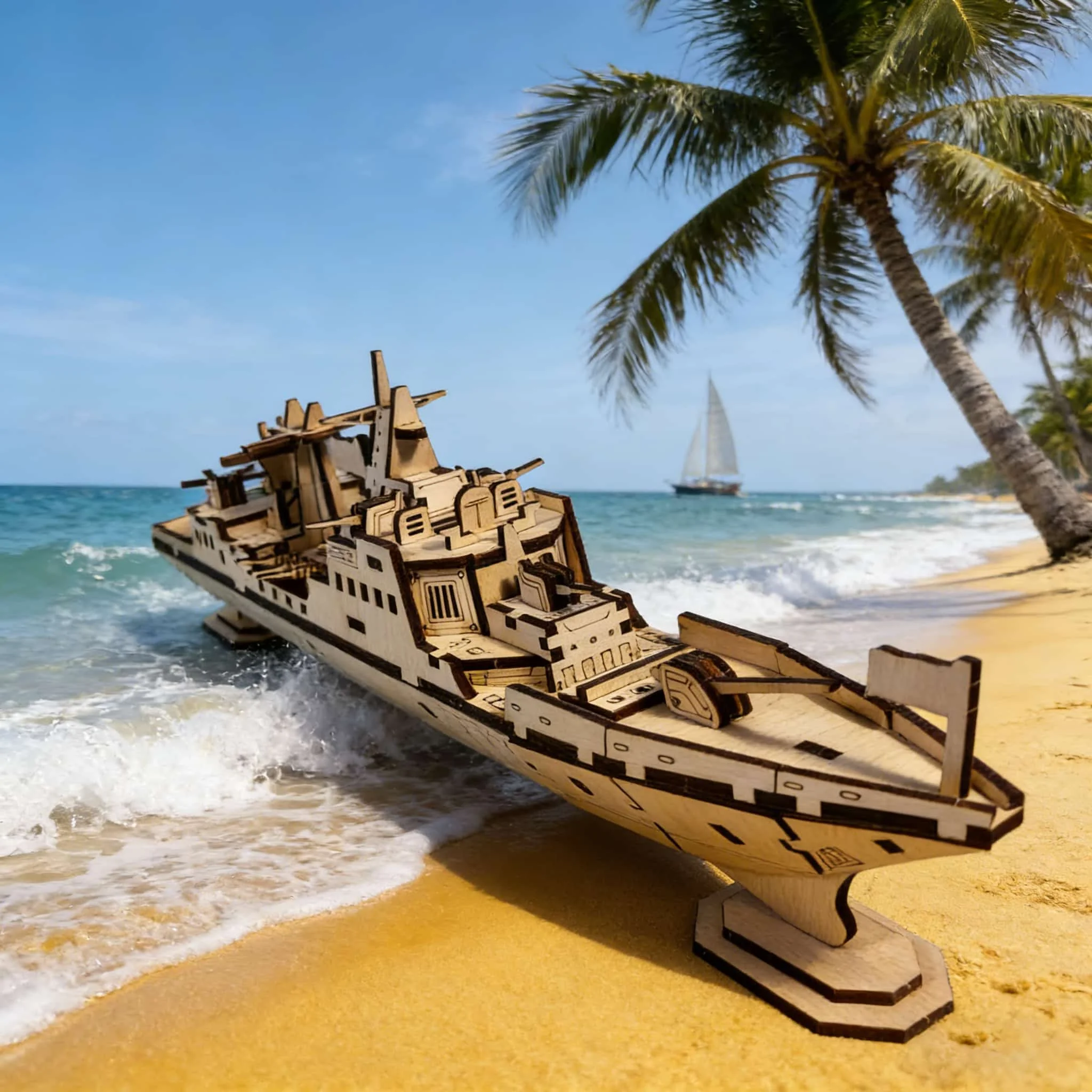 3D Wooden Puzzle Warship, Scale Model, DIY Model Kit, Handcrafted Gift, Home Decor, Assembly Toy