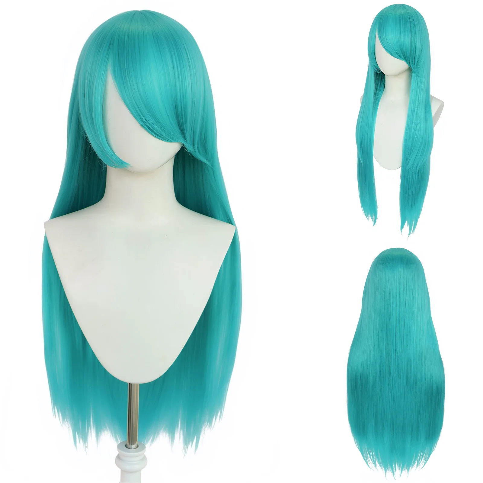 باروكة صناعية طويلة مستقيمة باللون الأخضر، بأسلوب بسيط وجديد، مناسبة لخلع الملابس اليومية المخصصة، التصميم الإبداعي، إلخ