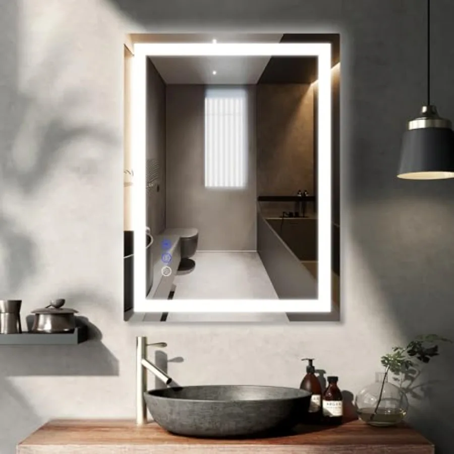 

32x24 LED Bathroom Mirror with Lights LED Mirror for Bathroom Smart Vanity Makeup MirrorAnti-Fog Stepless Dimmable with Adjusta