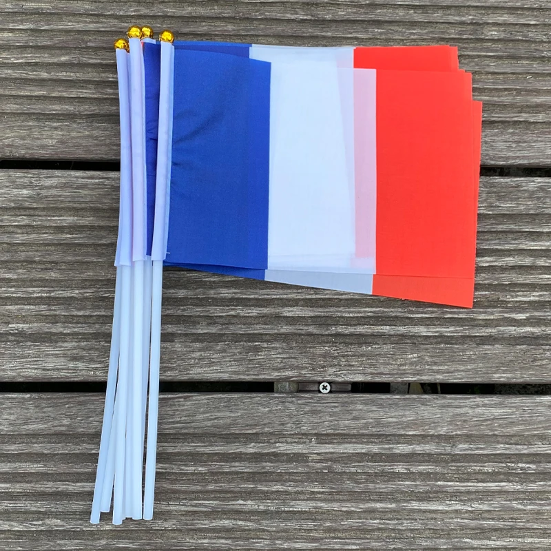 xvggdg  100pcs  14 * 21cm    french hand flag Promotion Wholesale Small France Hand Waving National Flag