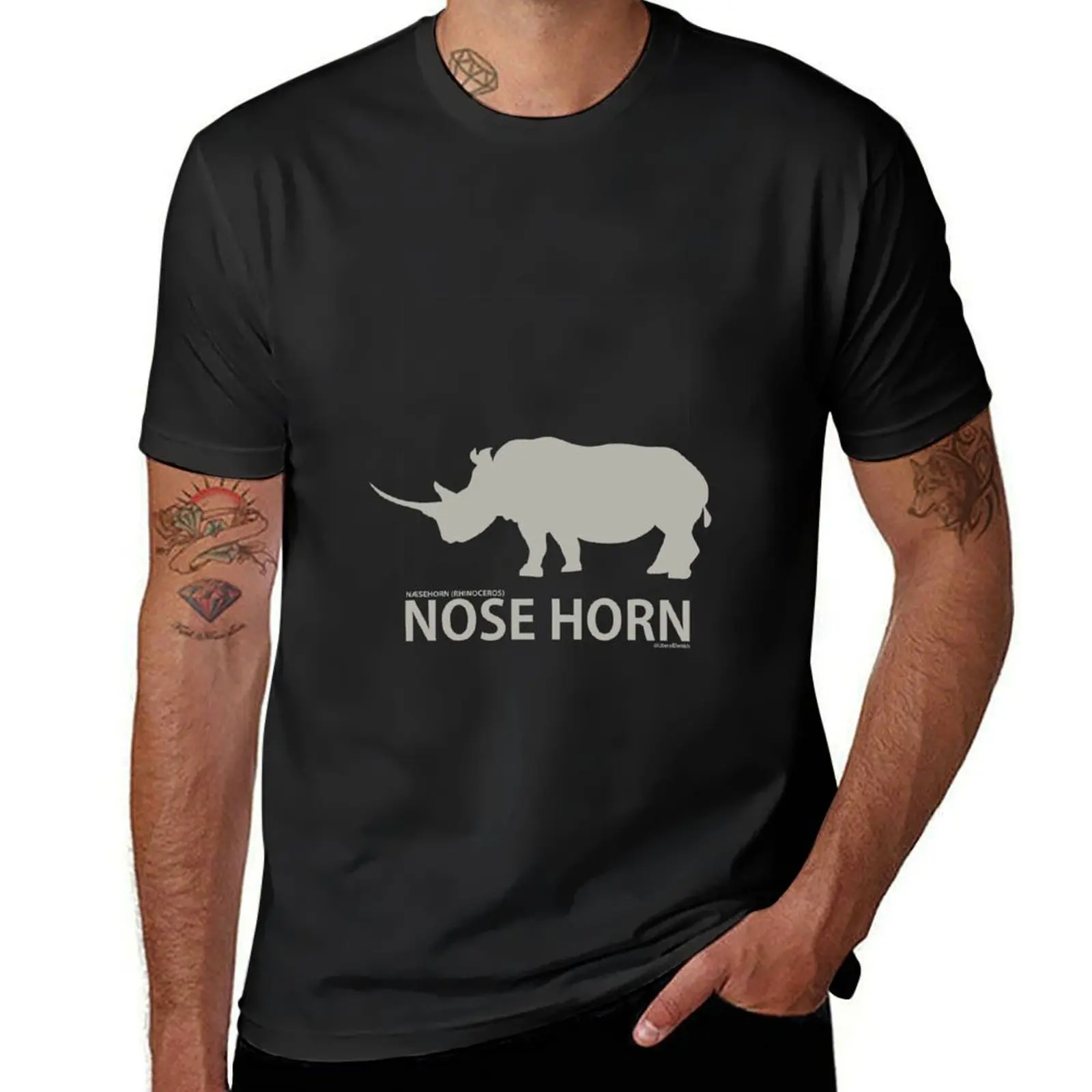 Literal Danish Nose Horn. The Danish name for Rhino (silhouette) T-Shirt heavyweights for a boy heavy weight t shirts for men