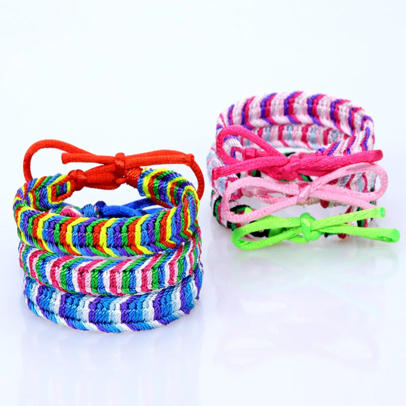 60Pcs/Lot New Braided Friendship Bracelets Handmade Retro Boho Weave Adjustable Rope Bracelets for Woman