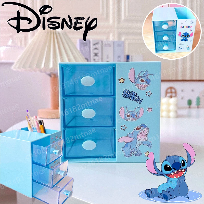 

Disney Cartoon Stitch Pattern Storage Box Cute Desktop Multi-cell Cosmetics Storage Box Creative Student Dormitory Pen Holder