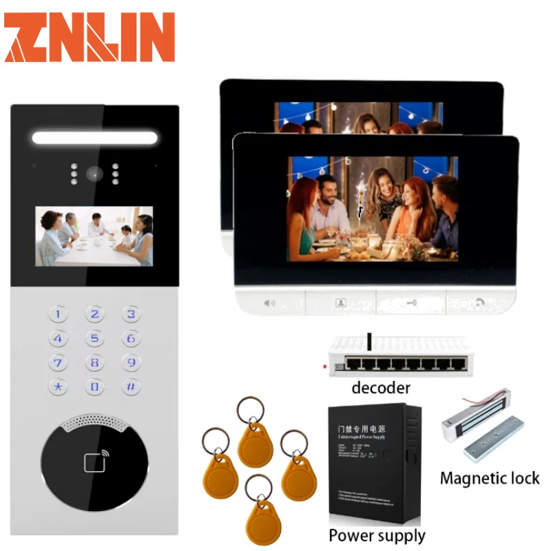 4.3 Inch LCD Screen Video Intercom Doorbell Large Building Apartment Intercom System Doorbell Intercom Camera with RFIC Cards