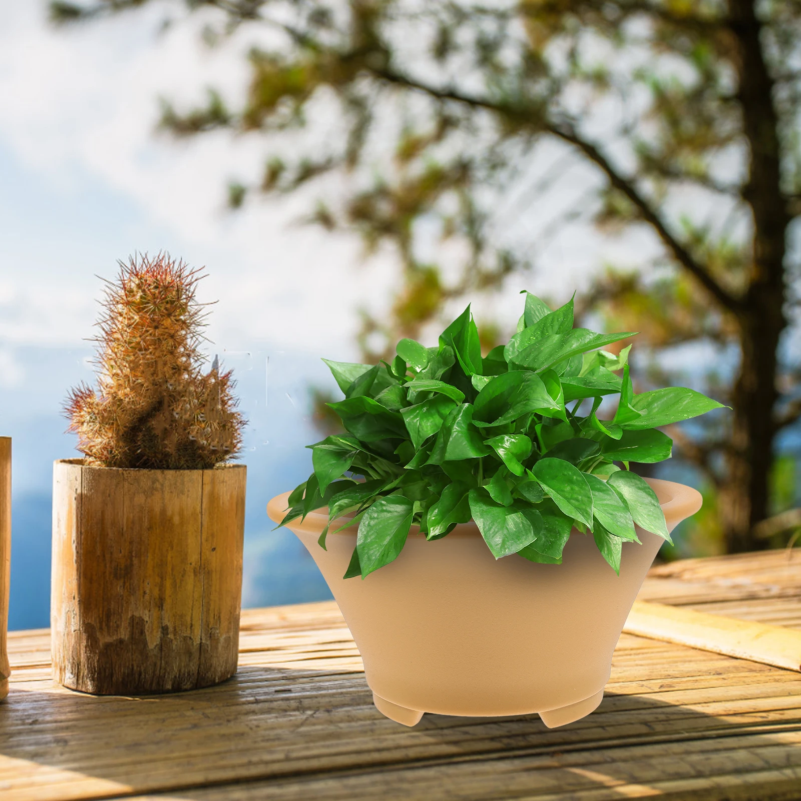 

4pcs Resin Flower Pot Succulent Planter Pots Hollowed Desktop Cactus Plant Pot For Indoor Home Balcony Bonsai Container Drainage