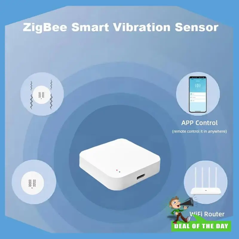 

24-часовая доставка Zigbee Smart Vibration Sensor, мониторинг в реальном времени, обнаружение вибрации в дверном окне, сирена, приложение с дистанционным управлением Fo