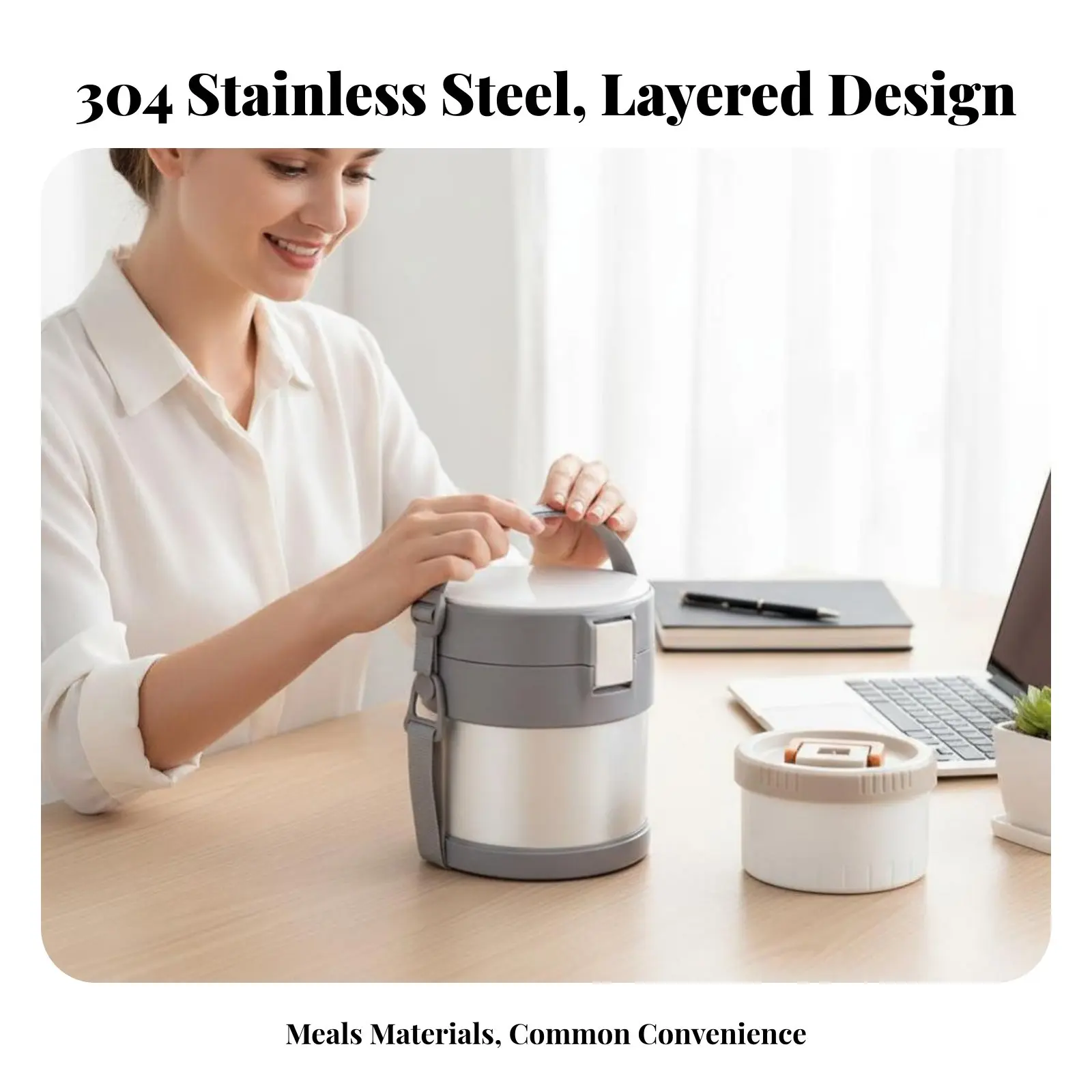 304 Stainless Steel Insulated Lunch Pot, Multitier Bento Box, Portable Large Capacity Food Container - view 4