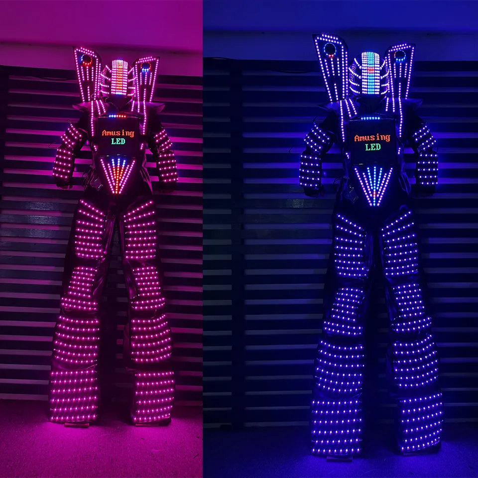 

LED Robot Suits Luminous Costume David Guetta LED Robot Suit illuminated kryoman led stilts cloth