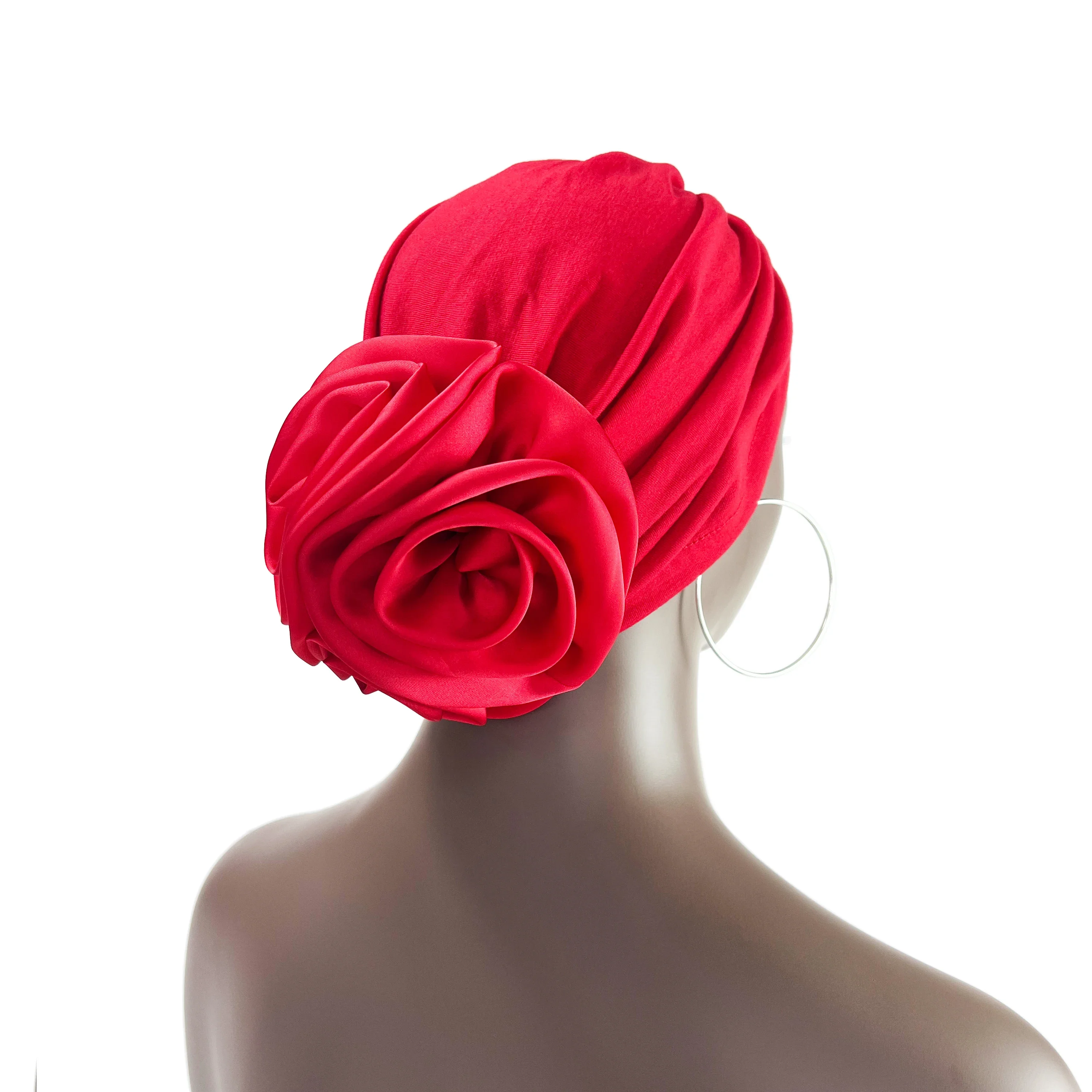 Neue Mode Satin Blumen Turban Hijab Hüte Afrikanische Kopf Wraps Elastische Muslimischen Hüte Atmungsaktive Chemo Kappe Für Frauen Mädchen – Detail 6