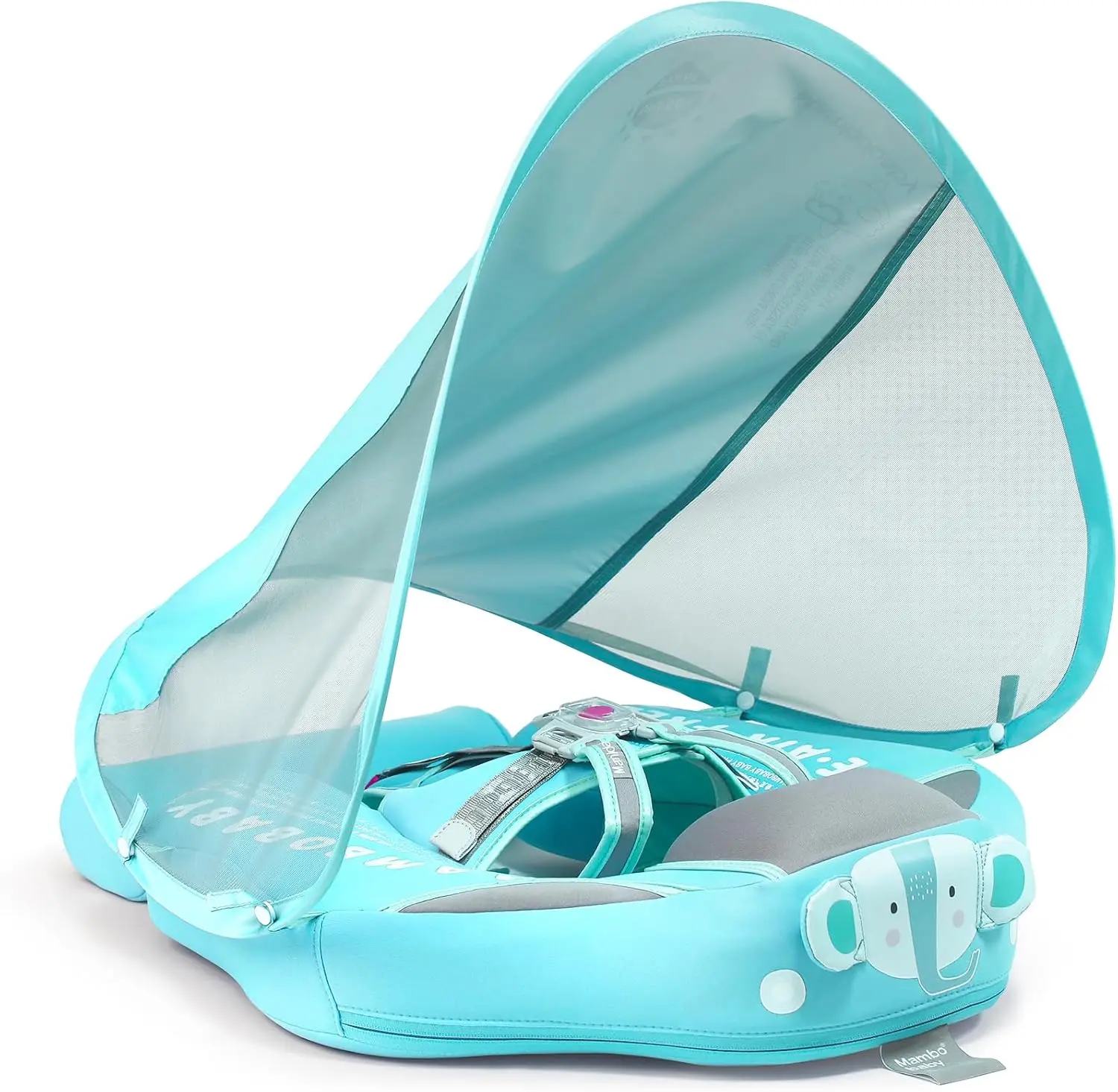 

Детский плавательный круг с навесом и хвостом, ненадувной, для младенцев 3-24 месяцев, приятный для кожи дизайн в виде слона, зеленый цвет