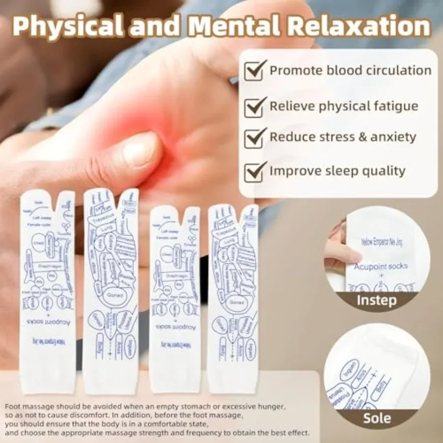 مجموعة جوارب ريفلكسولوجي احترافية مع 4 أدوات تدليك بنقاط الزناد لتخفيف القدم مصممة للاستخدام اليومي لتخفيف التعب