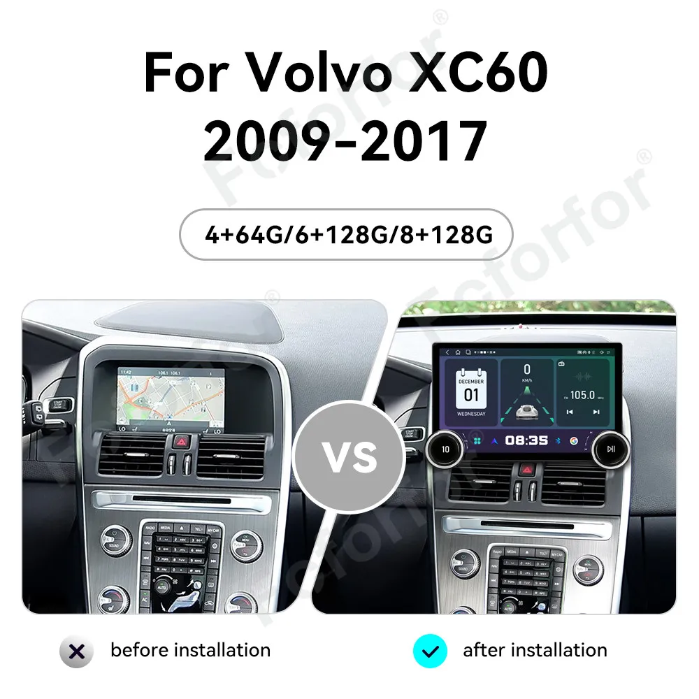 Luxury Upgrade Modern Advanced 11.5 Inch Android 15 HD Touch CarPlay Android Auto GPS Stereo Head Unit For Volvo XC60 2009-2017