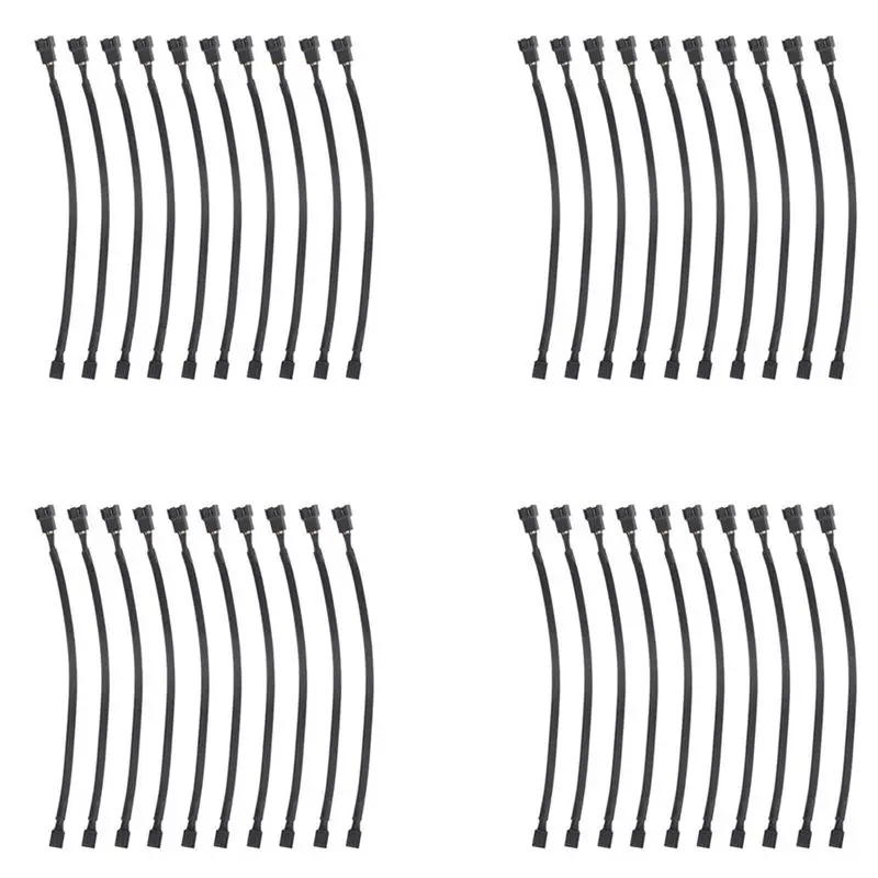 Exquisite-40PCS 4 Pin PWM Fan Extension Power Cable Connector Case Male To Female Extending Cables Compatible With 4 Pin/3 Pin F