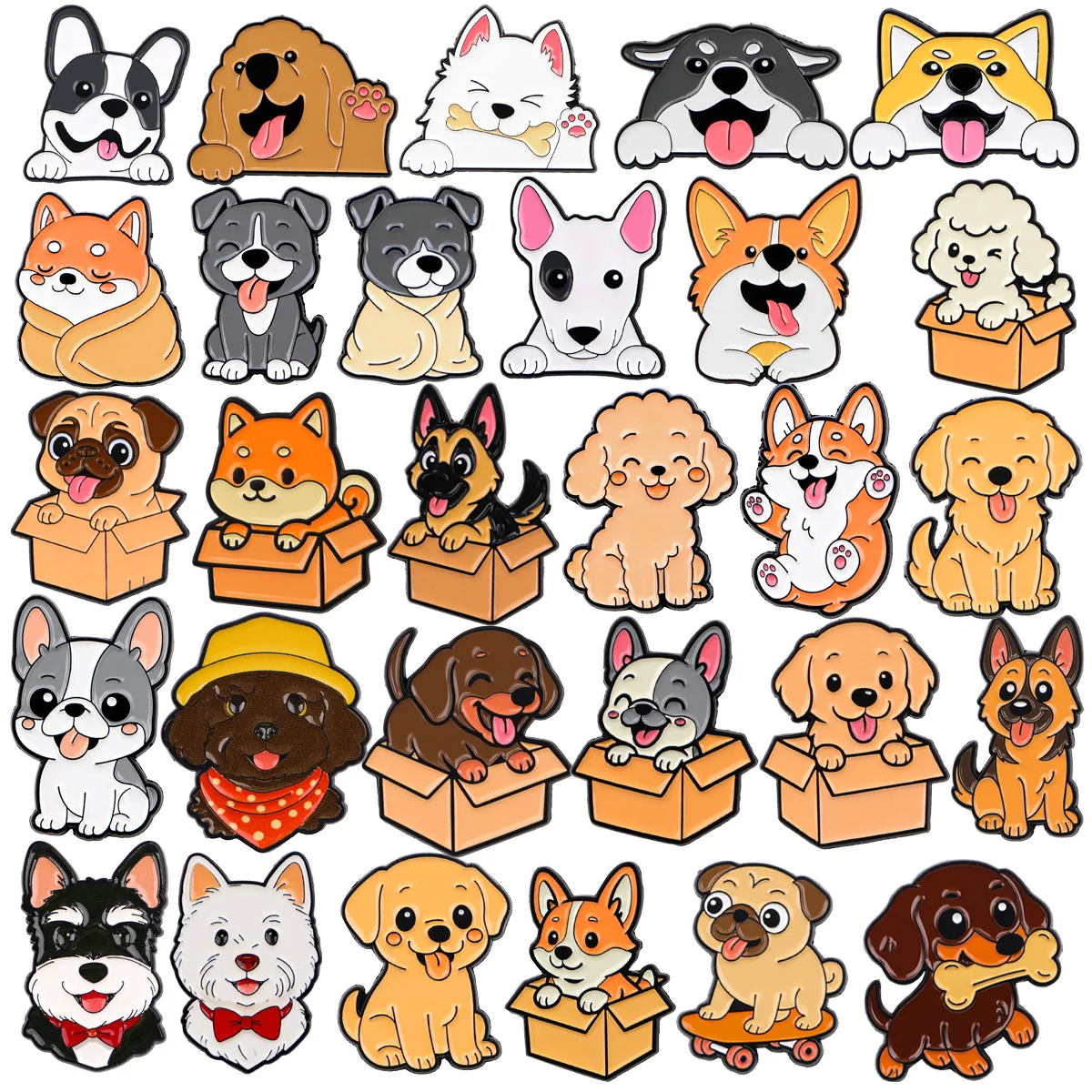 Cute Cartoon Dog Enamel Pins Corgi Bulldog Brooches for Backpacks Cartoon Animal Jewelry Funny Lapel Badges for Pet Lovers Gifts
