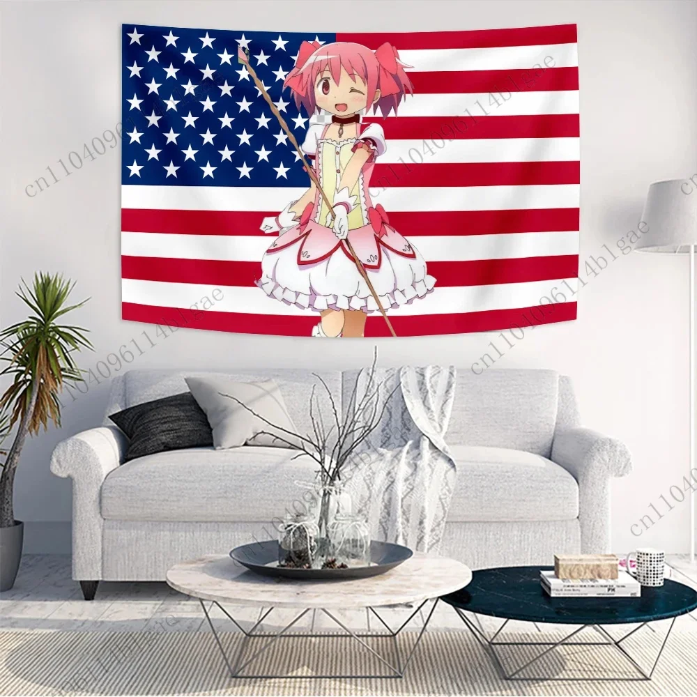 Anime-Inspired Patriotic Wall Decor Happy Birthday Party Kid Room Decoration Banner Shooting Prop Wall Hanging Tapestry Flag