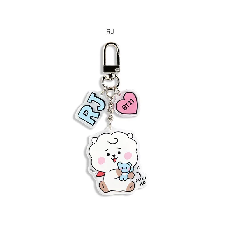 New Kawaii Bt21 Acrylic Keychain RJ KOYA SHOOKY CHIMMY Anime Cartoon Transparent Doll Bag Pendant Accessories Hanging Gifts Toys