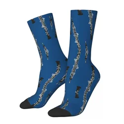 Oboe On Blue Socks Harajuku calze assorbenti per il sudore calze lunghe per tutte le stagioni accessori per regalo di compleanno Unisex