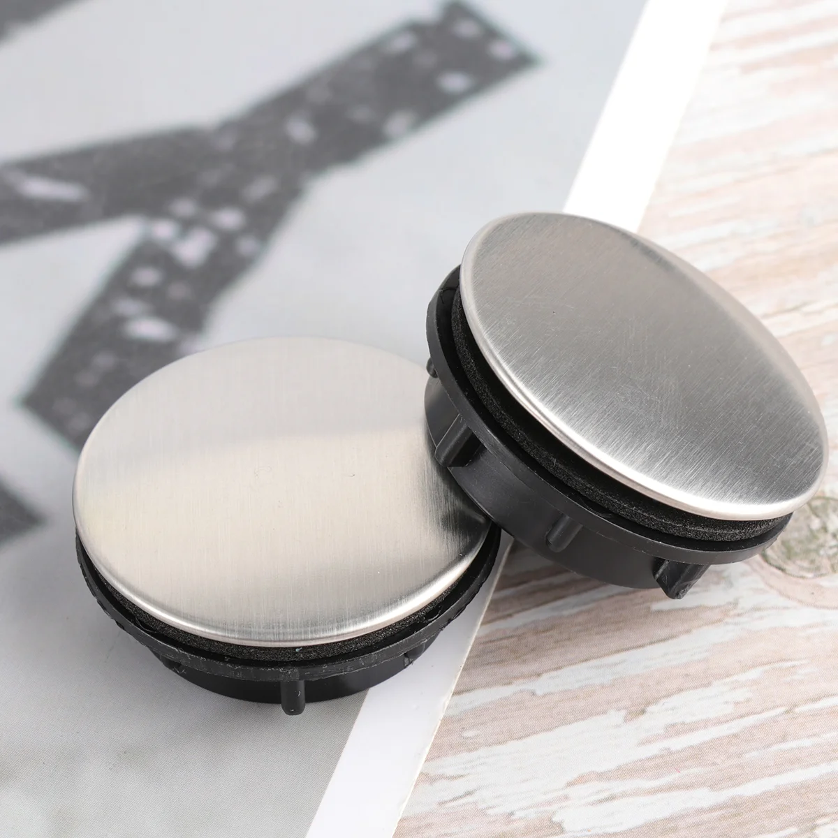 2pcs Stainless Steel Kitchen Sink Tap Hole Cover Kitchen Faucet Hole Dispenser Decorative Cover (Installing Hole for 25-30mm)