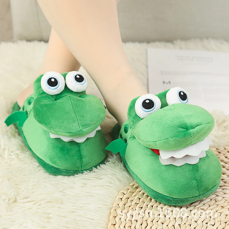 Man Women Slipper 2022 Winter Mouth Opening Home Slipper Shoes Crocodile Slippers Cute Spoof Cotton Animal Shoes