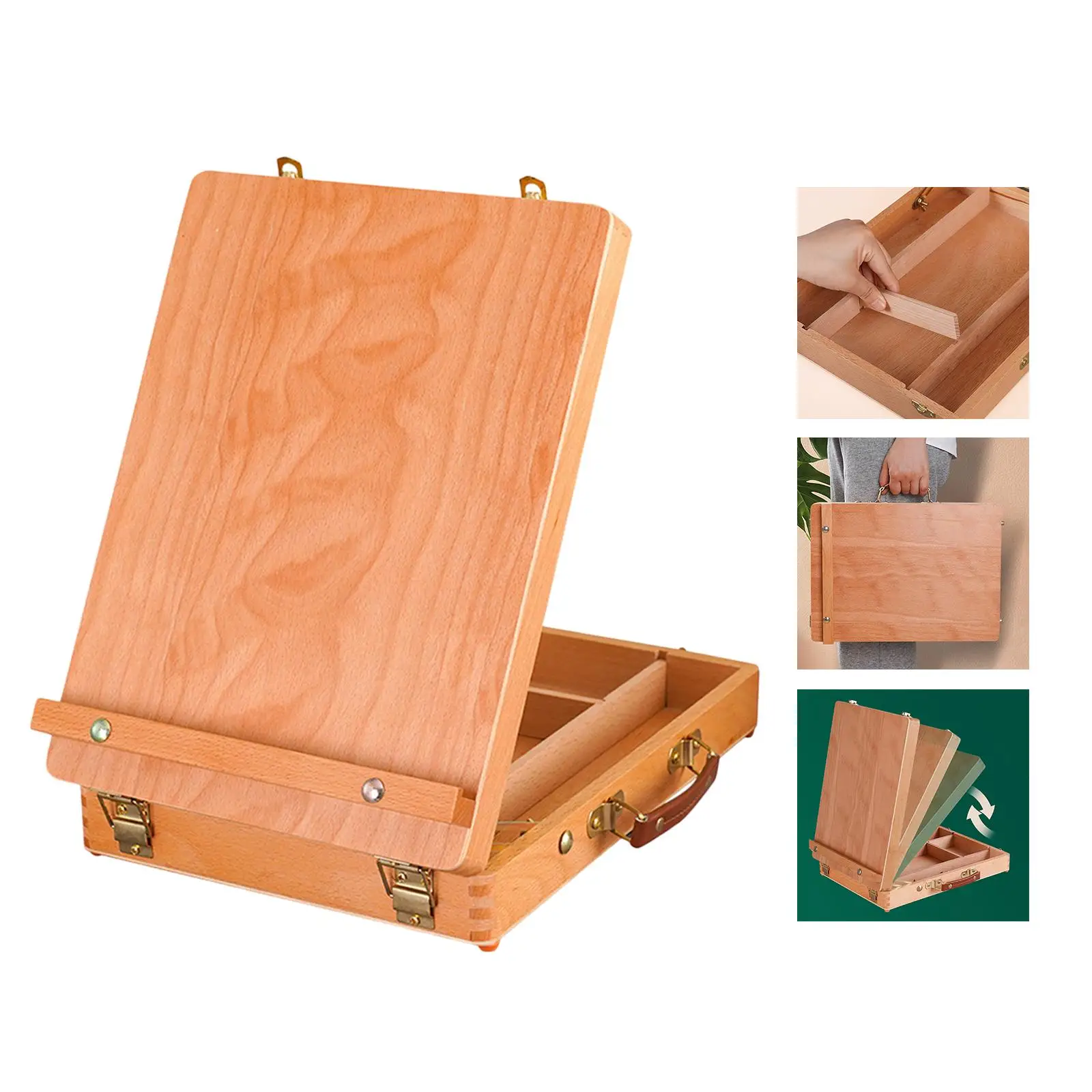 Wooden Tabletop Easel with Storage Case for Artists Painting And