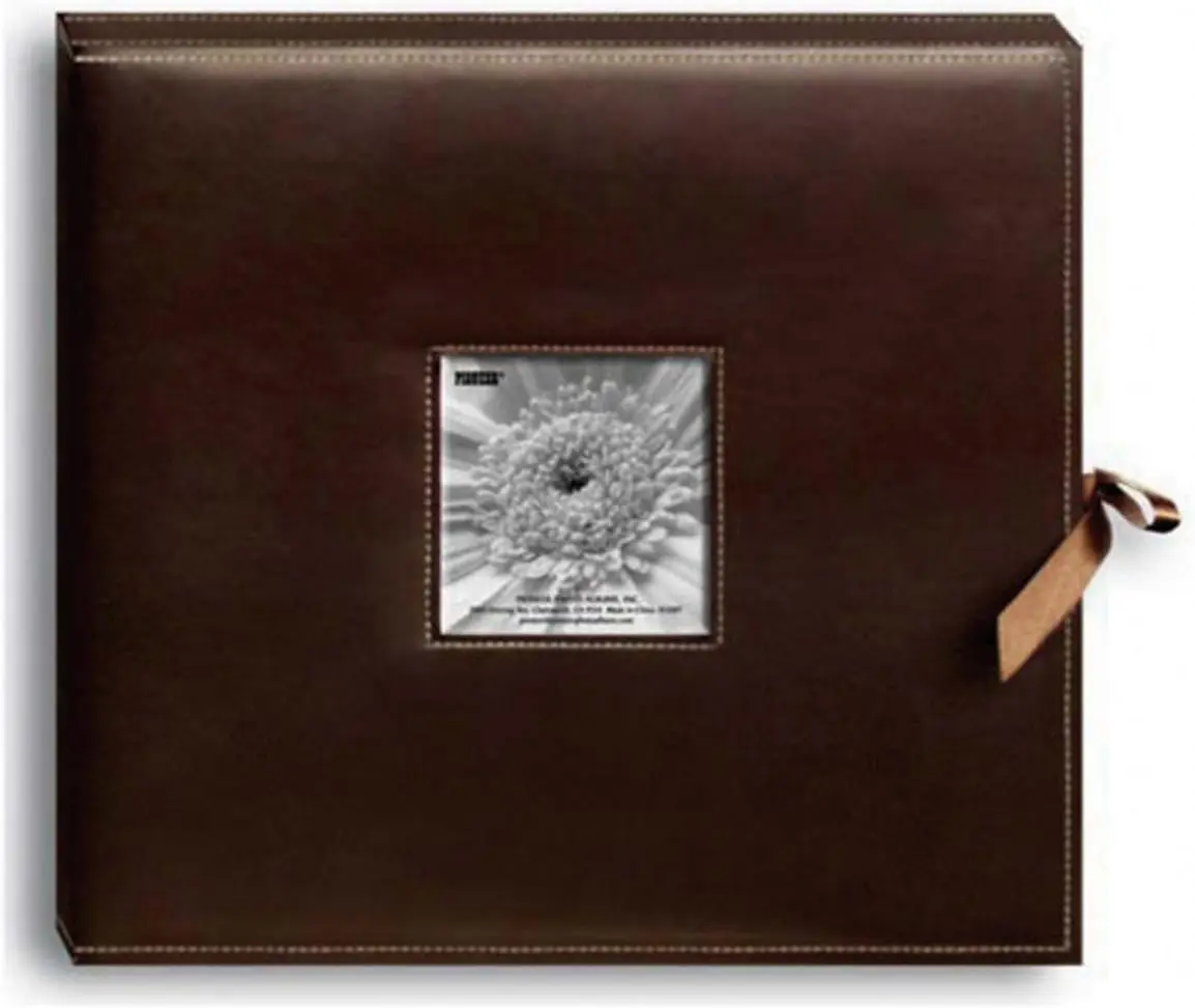 

Pioneer 12 Inch by 12 Inch D-Ring Sewn Leatherette Scrapbook Box, Brown