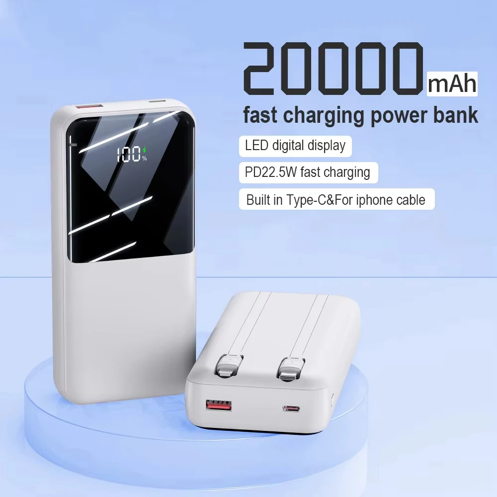 2026 Power Bank 20000mAh PD 22.5W Fast Charging Phone External Battery Powerbank Charger for Xiaomi Poco iPhone Samsung iPad