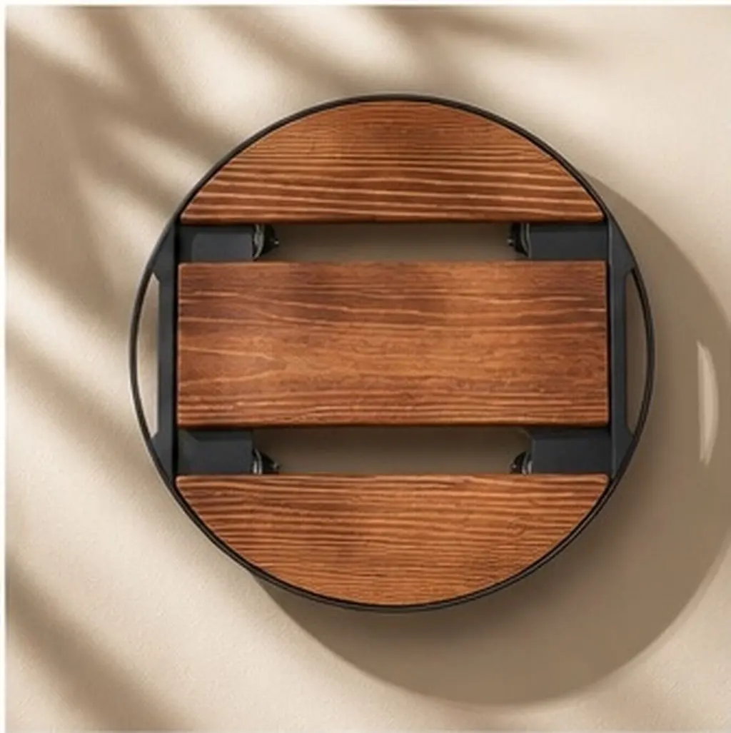 Wooden Plant Stand Flowerpot Base Round Tray Rolling Indoor Outdoor Plant Dolly Heavy Duty Trolley with Swivel Casters Movable