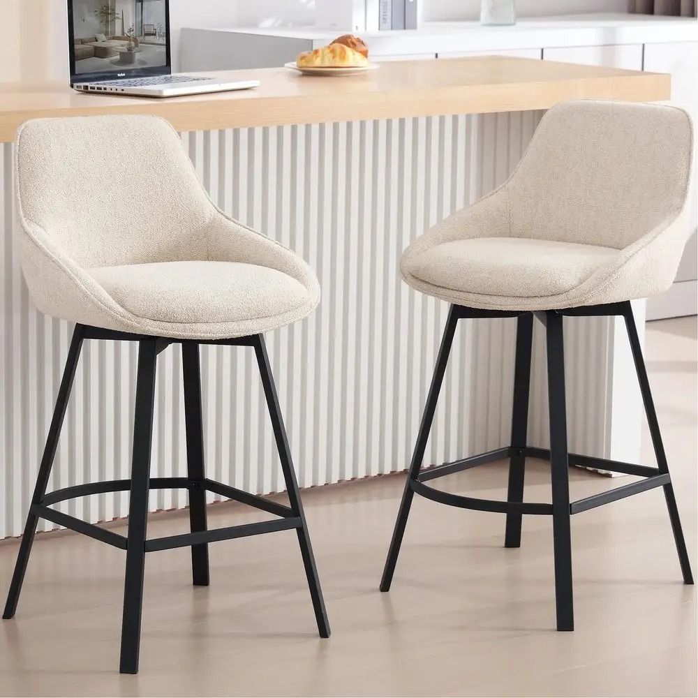 

Swivel Bar Stools Set of 2, 26 Modern Counter Height Bar Stools with Low Backs amp Metal Legs, holstered Metal Counter Height