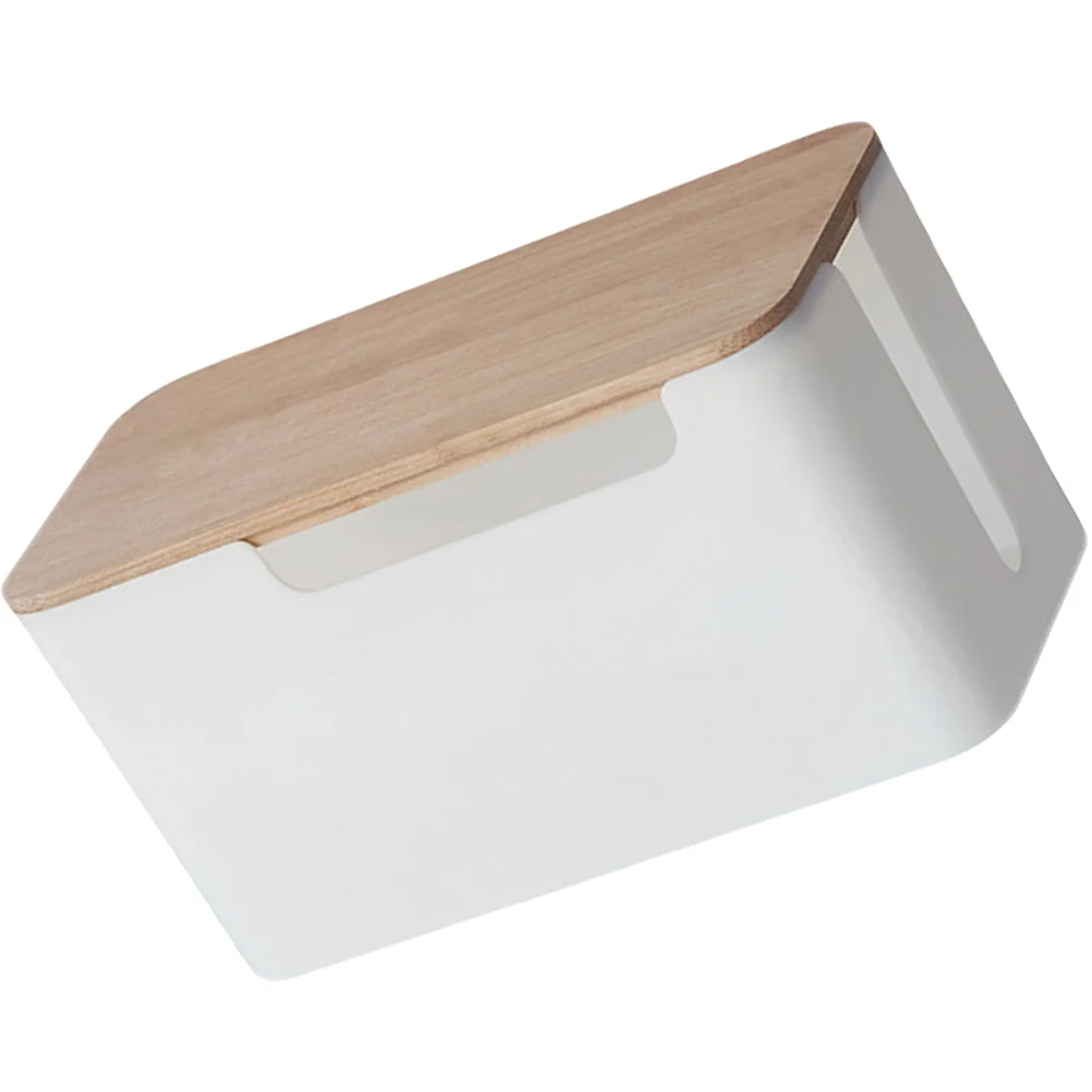 Router Cable Management Box Wooden Cover Cable Organizer Case Charging Cord Storage Box Outlet Protector for Home Office