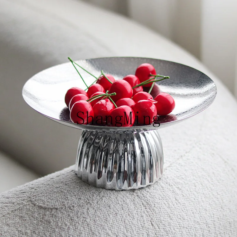 DSA striped high-footed fruit plate, home furnishing, living room, coffee table, dining table, snack plate, light luxury