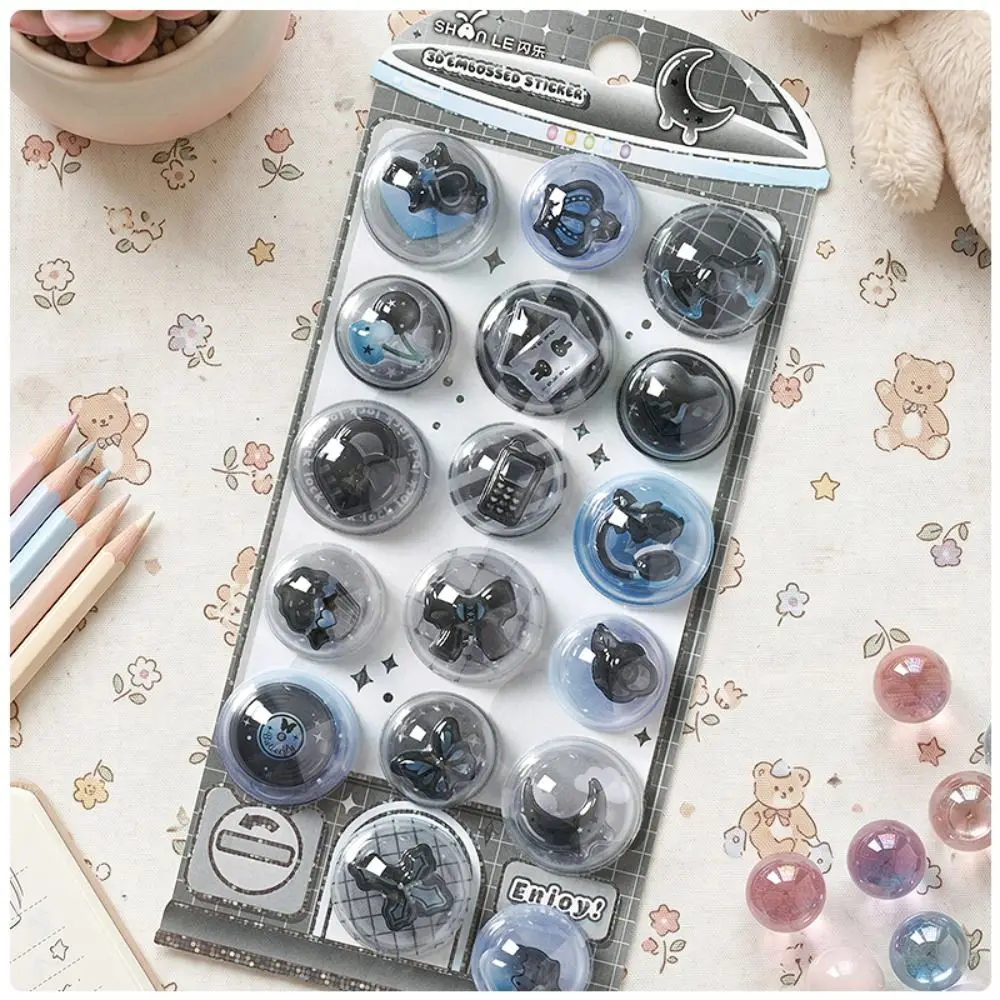 Swaying Effect 3D Capsule Stickers Cute Design Shake Function Cartoon Capsules Liquid Motion 3D Effect Diary Relief Stickers