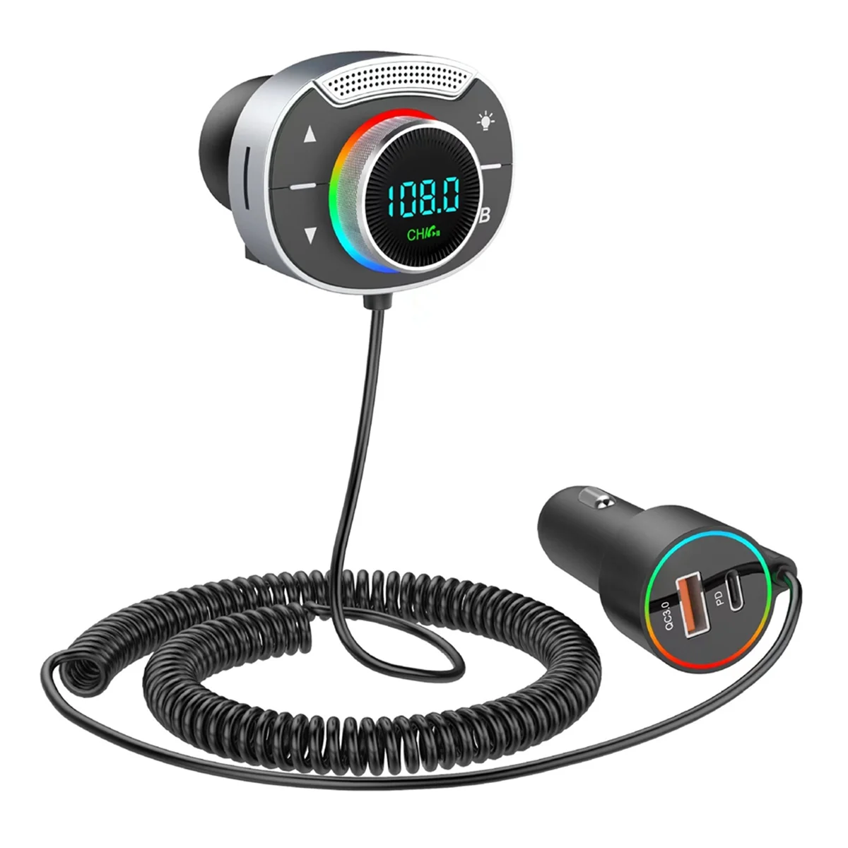POP-lCar Bluetooth 5.0 FM-Transmitter PD 30W QC3.0 Schnellladegerät Drahtloser Freisprech-Audioempfänger MP3-Musik
