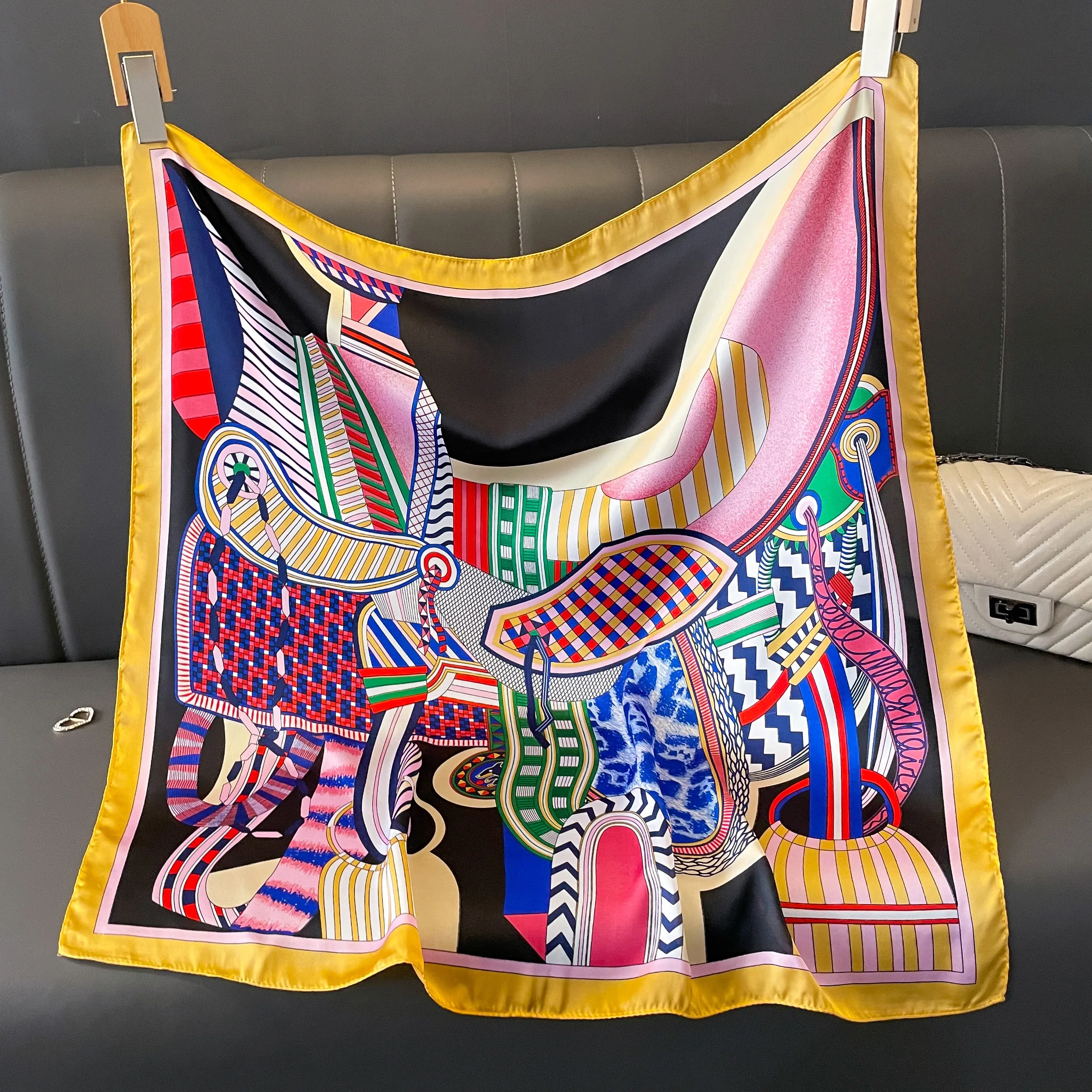 2026 New Print Silk Square Scarf for Women Soft Satin Neckerchief Scarves Bag Ribbon Female Silk Head Scarf Ladies Luxury Design