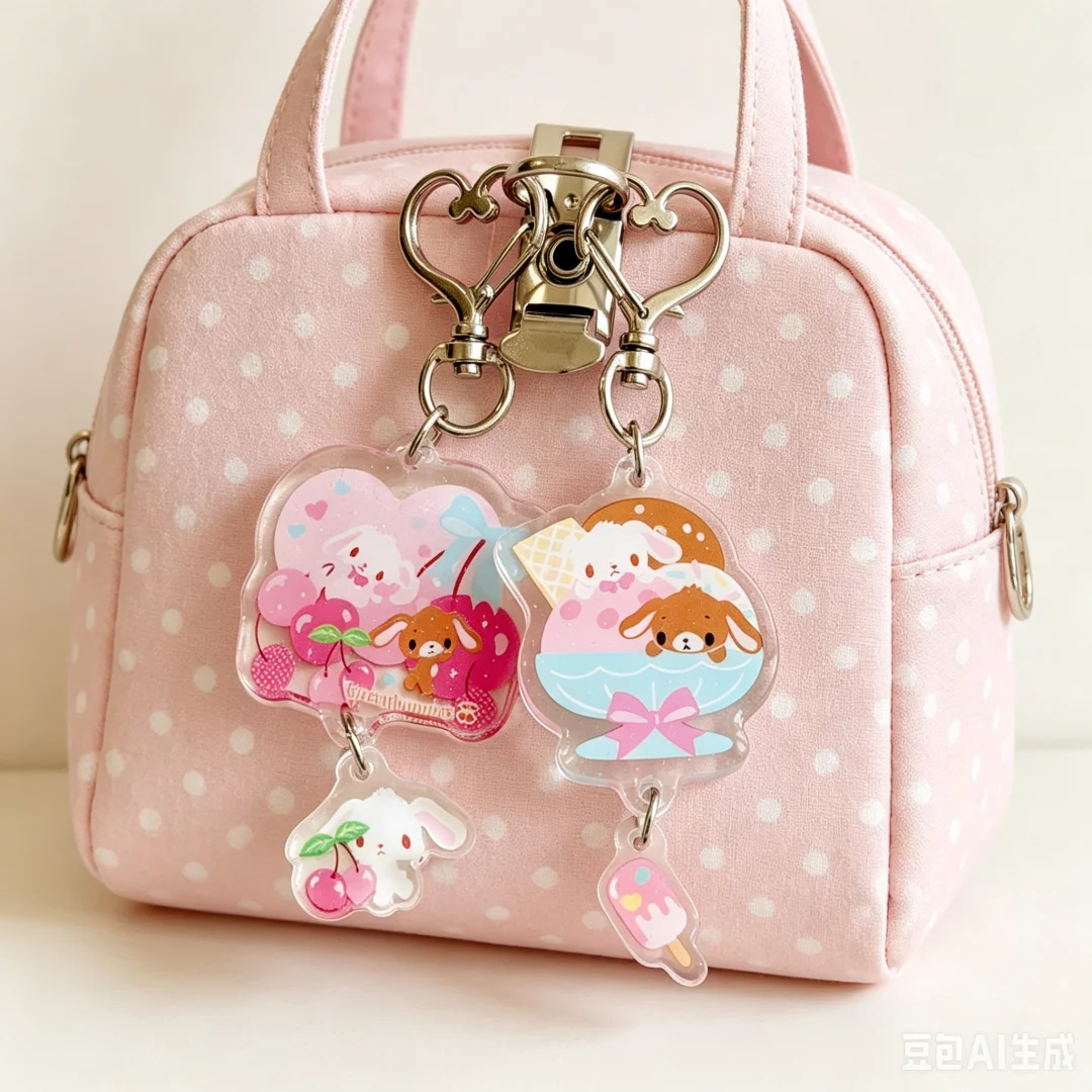 

Брелок-зонт Sanrio Little Twinstars Sugarbunnies в форме сердца из смолы, украшение для рюкзака, подарок для девочки на праздник