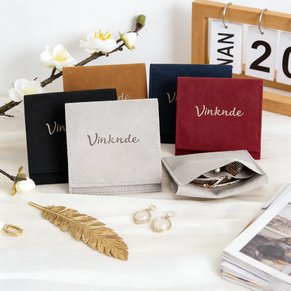 

100Pcs Bulk Grey Velvet Microfiber Jewelry Bags Personalized Logo Earrings Rings Packing Pouches With Divider Wedding Gift Sack