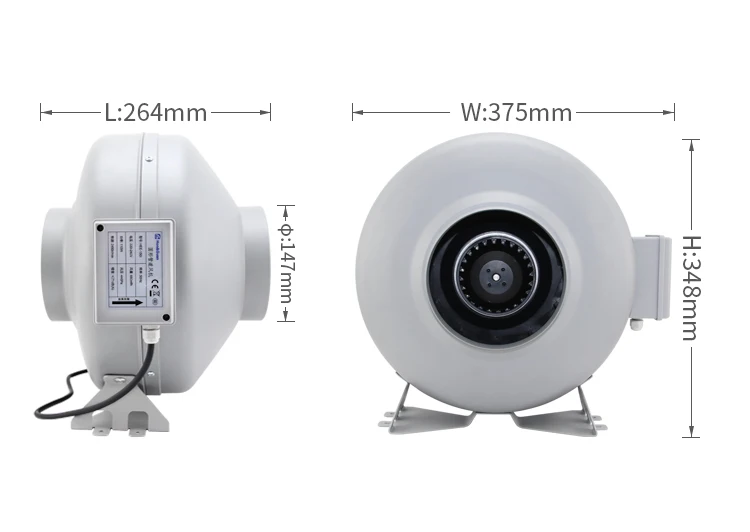 High Quality UL SAA 6 Inch Inline Duct Fan Metal Circular Backward Inclined Centrifugal Duct Fan