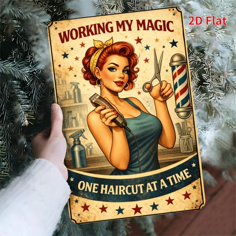 Metal Decorative Art - Vintage Barber Shop Hair Salon Theme, with 
